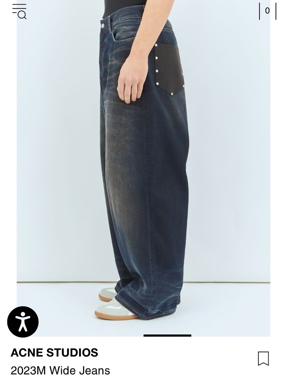 Authentic Acne Studios 2023 Leather Pocket Jeans. Size 46.